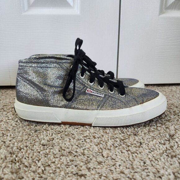 Superga Silver Metallic Low Top Trainers Shoes - Picture 1 of 10